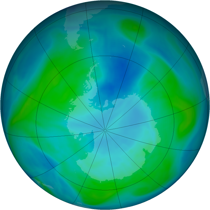 Antarctic ozone map for 23 January 2006
